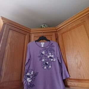Purple Floral Long Sleeve Top